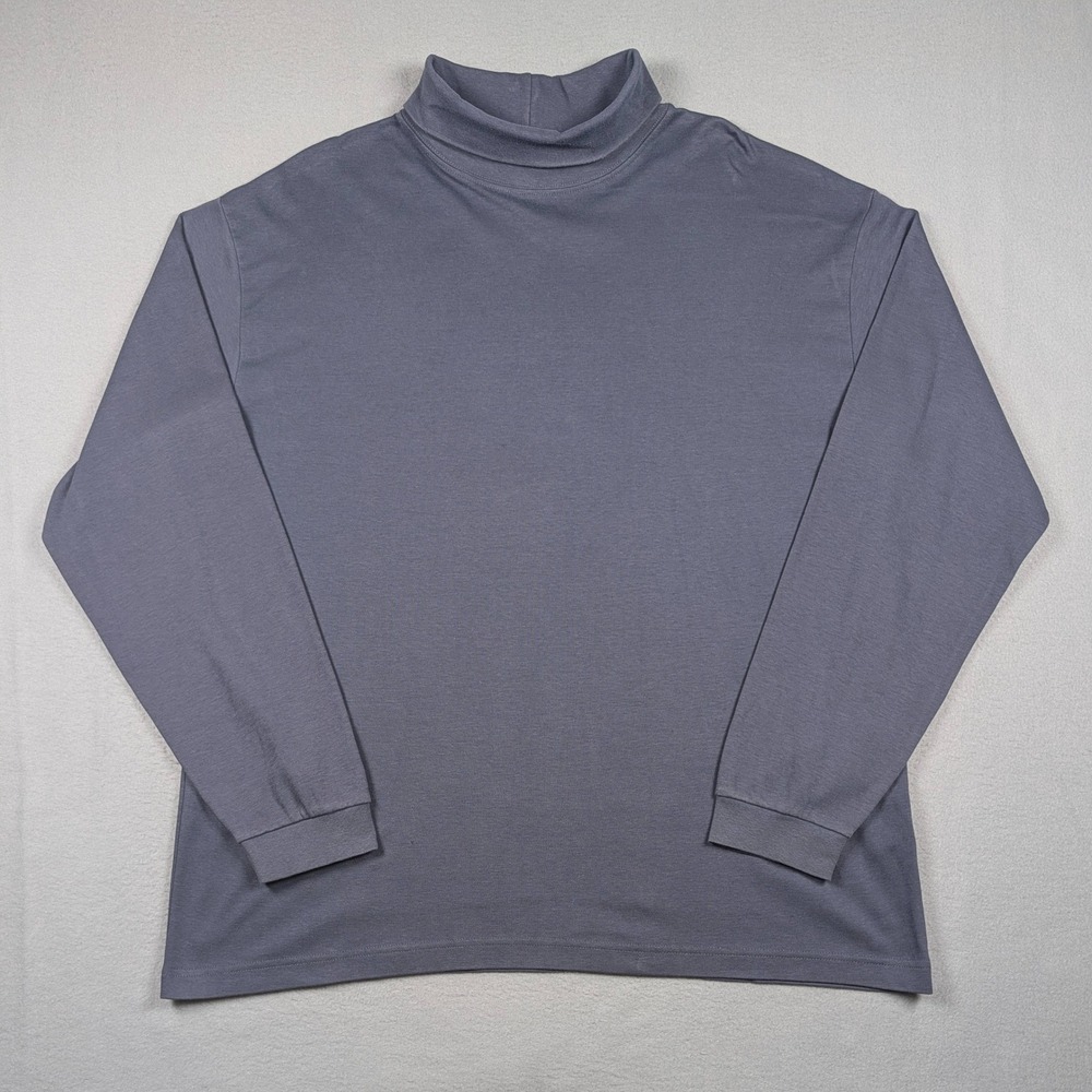 Vintage LL Bean‎ Turtleneck Shirt Mens XL Blue Cotton Long Sleeve Mock USA Made